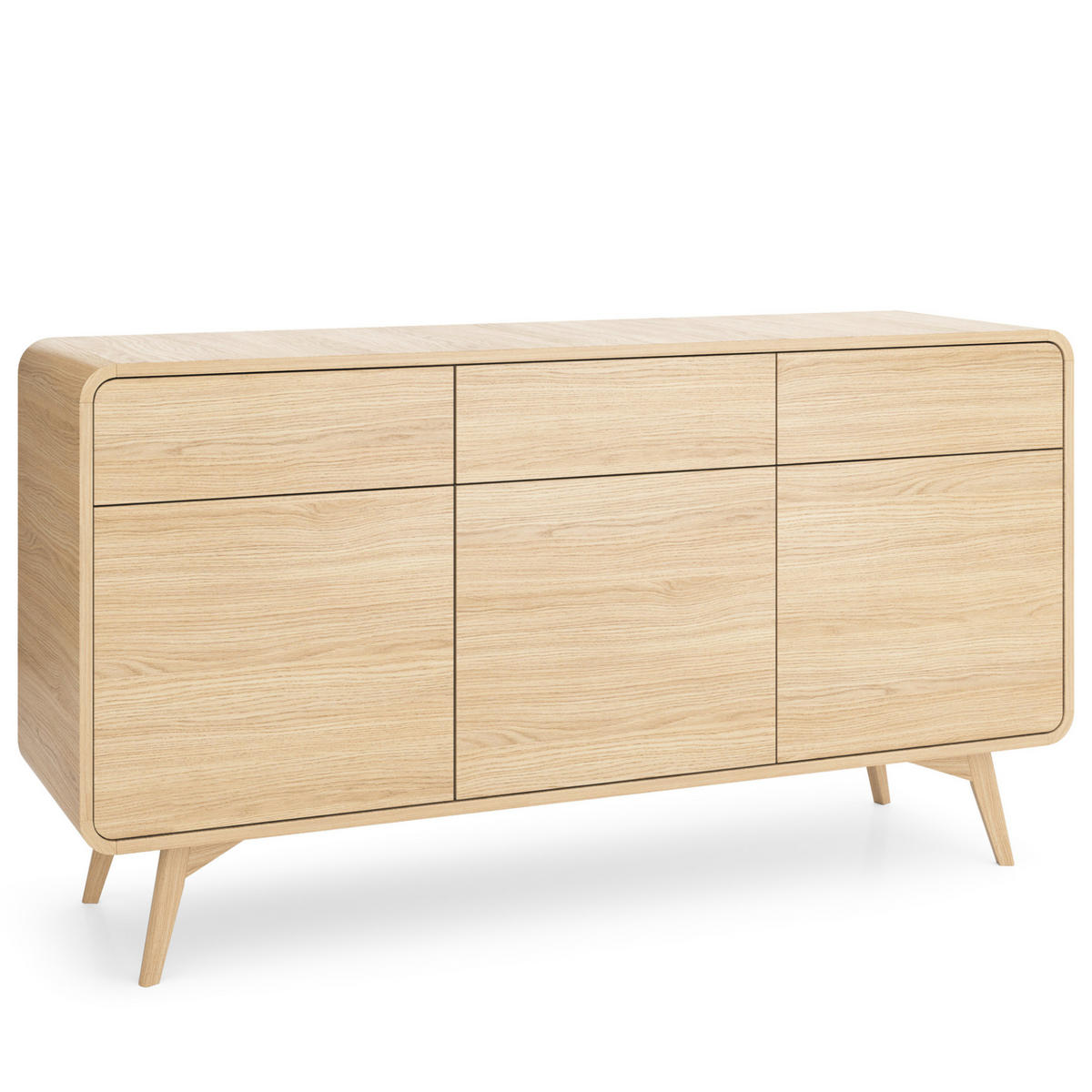 SIDEBOARD CORNWALL KOM2 Abgerundeter Korpus Eiche Eiche - Eichefarben/Braun, Holz/Holzwerkstoff (160/84/39cm) - Komodee