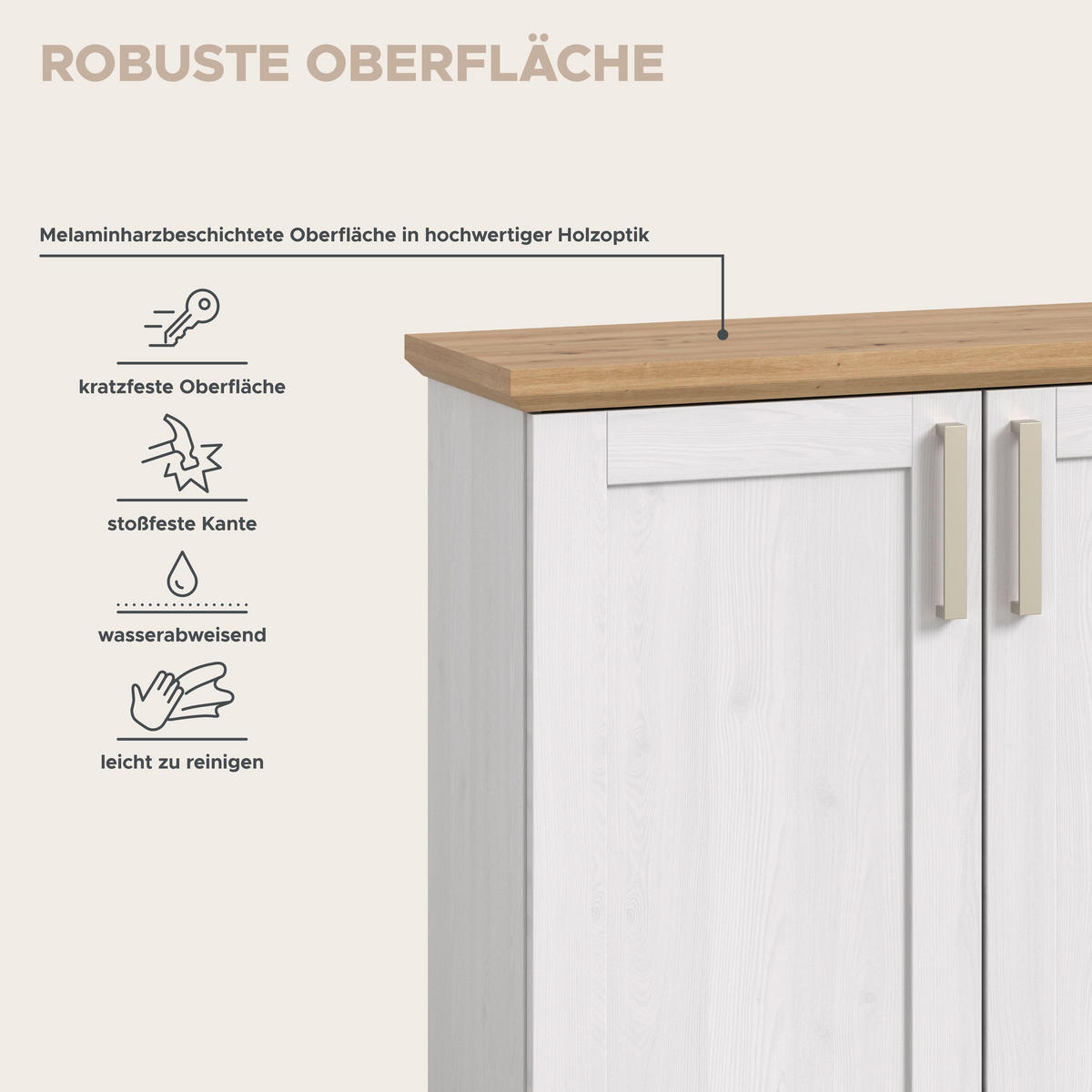 KOMMODE Verona in Sibiu Lärche Nachbildung und Artisan Eiche Nachbildung B/H/T: 95x92x39 cm - Lärchefarben, Holzwerkstoff (90/88/37cm)