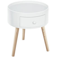 COUCHTISCH DE-08733 Skandi-Design mit Schublade, Ø38 cm Weiß - Weiß, Holzwerkstoff (28/45/95cm) - ComfortXL