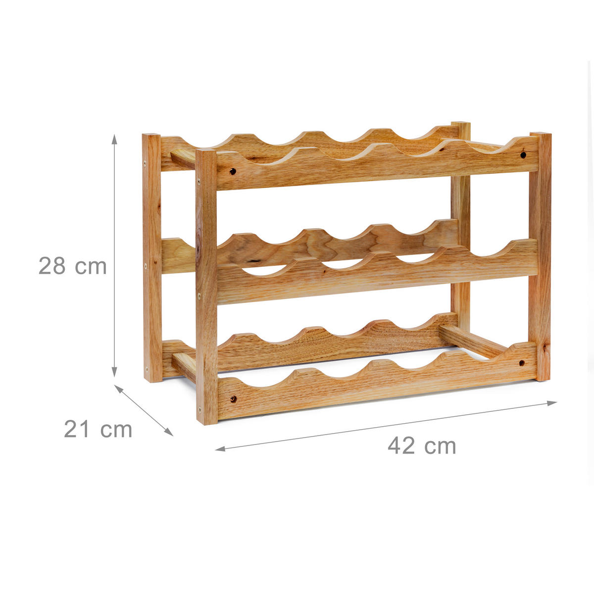 WEINREGAL - Braun, Holz (21/28/42cm) - Relaxdays