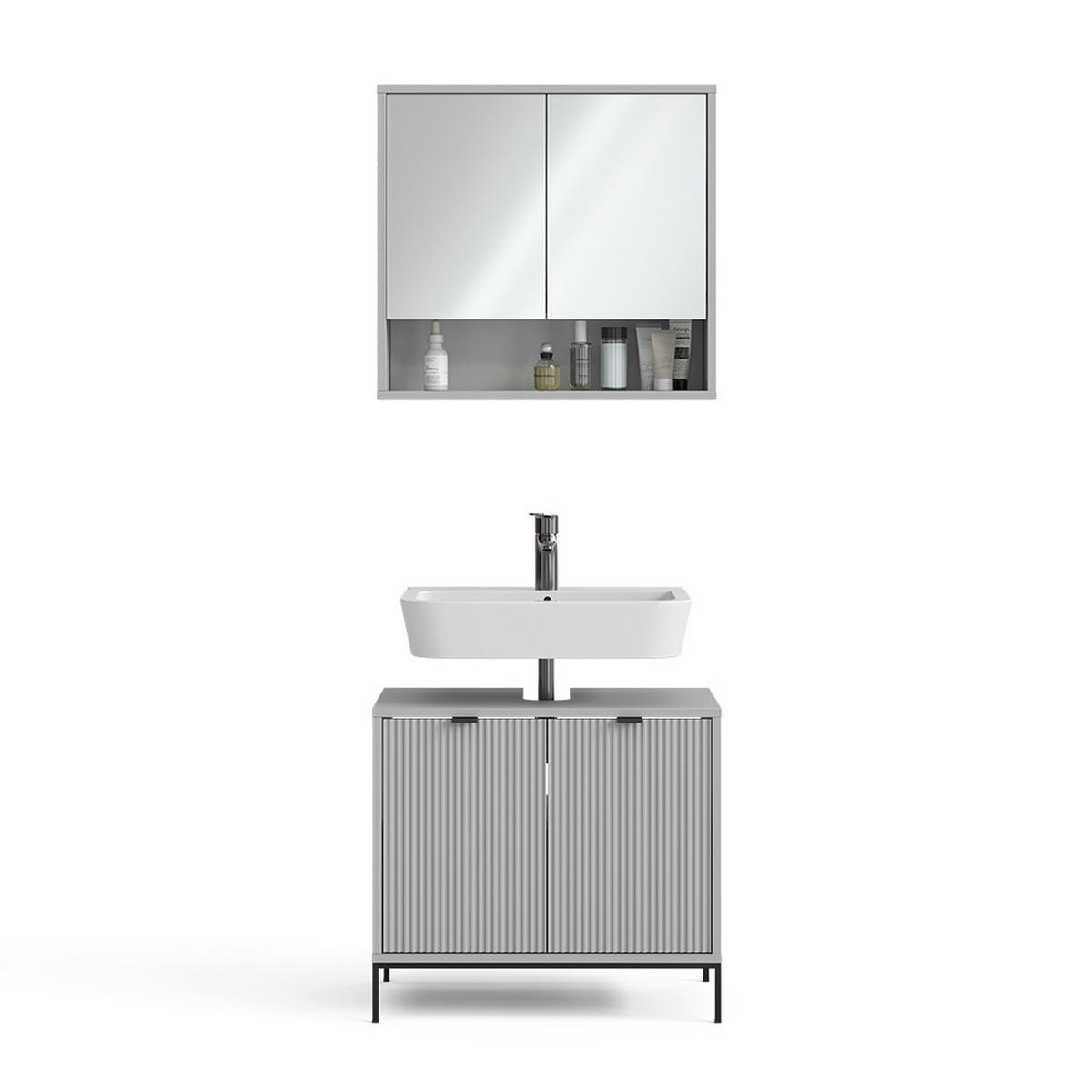 BADMÖBEL-SET Eliza Grau 2 Teile - Grau, Holzwerkstoff (70/63/45cm) - Vicco