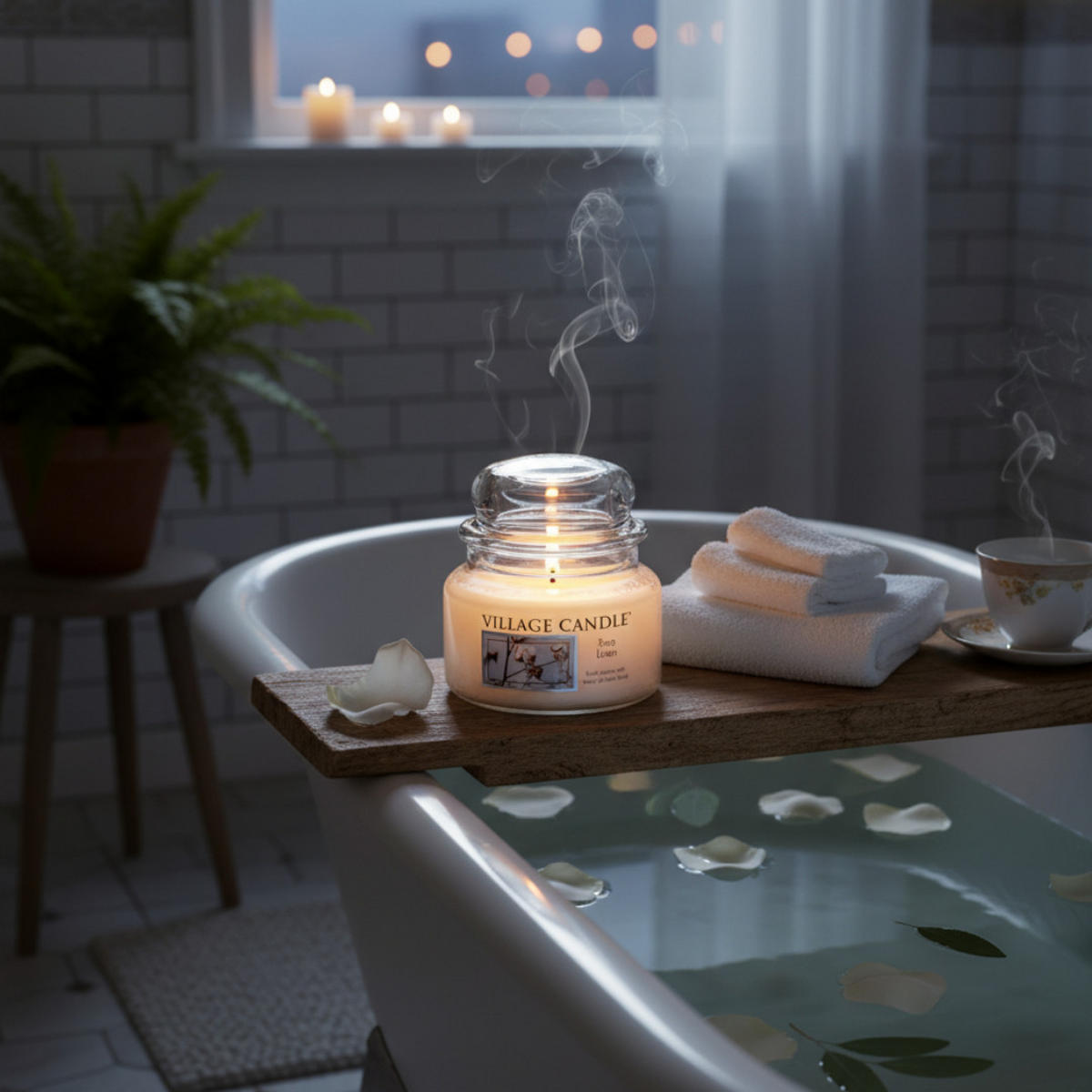 DUFTKERZE Pure Linen Weiß 254g Glas, Aromakerze, Raumduftkerze, Duftglas, Wellnesskerze, Frischeduft, Duftwachs, Wohndeko, Geschenkidee, Candle - Weiß, Glas/Paraffin (10cm) - Village Candle