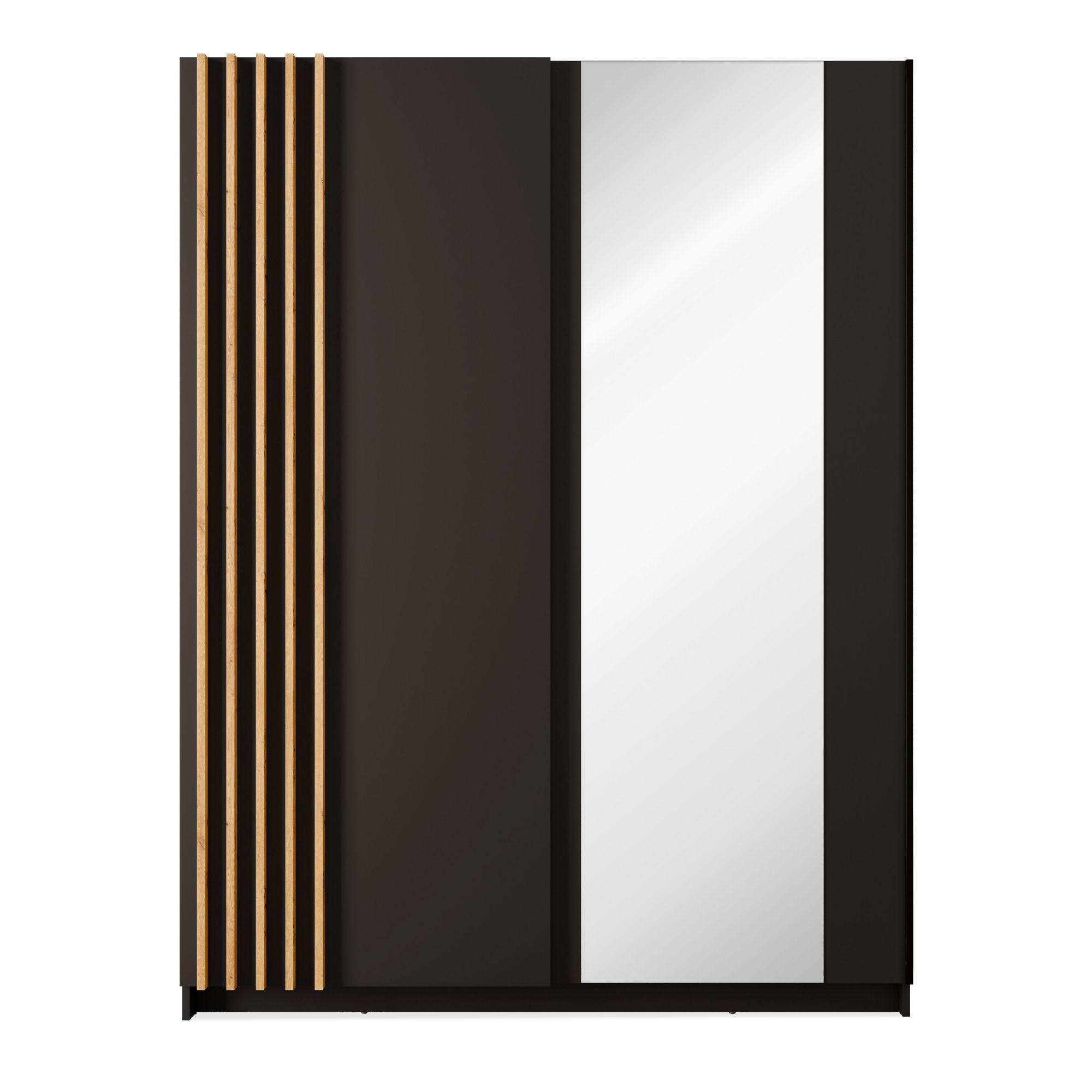 Konsimo® Schiebeschrank Schwarz, Eiche Artisan 150.6x198.5x62 cm