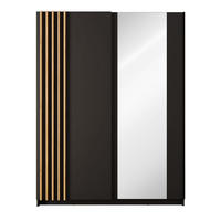 SCHIEBESCHRANK CASTARI Schwarz / Artisan Eiche - Schwarz/Eiche Artisan, Holzwerkstoff (150.6/198.5/62cm) - KONSIMO®