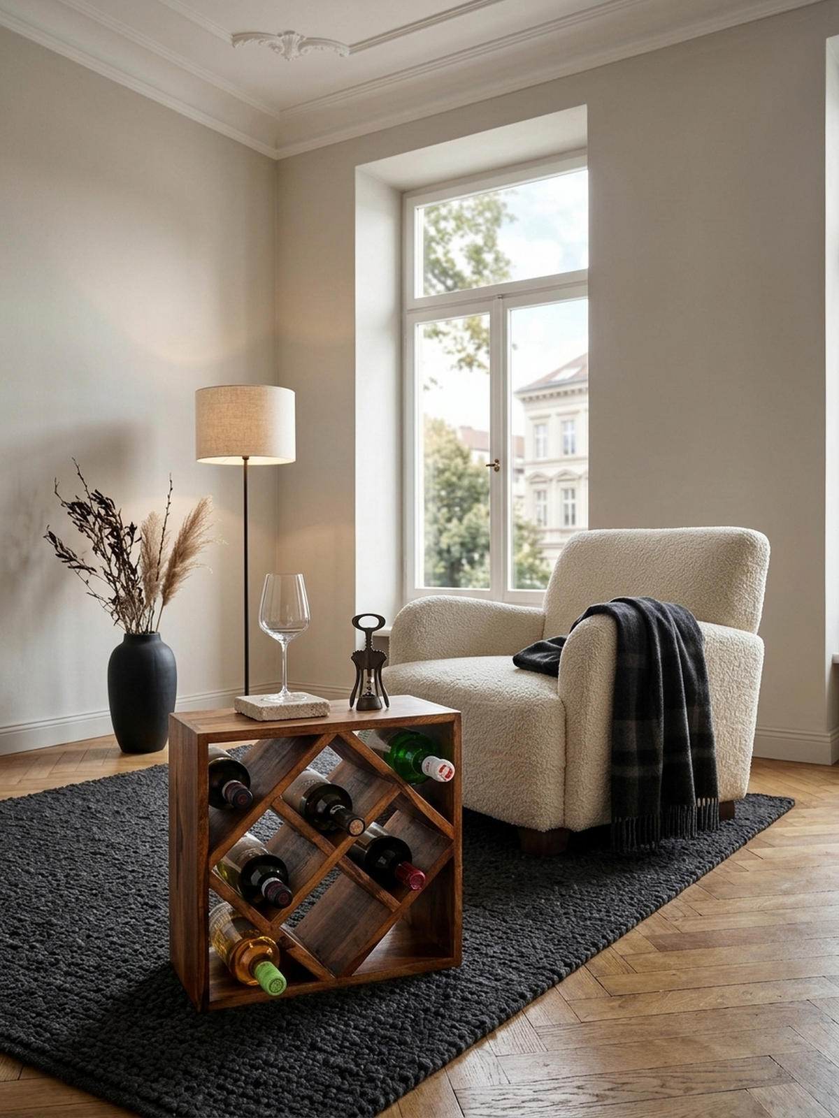 WEINREGAL Massivholz für 8 Flaschen platzsparend - Braun, Holz (40/40/25cm) - KADIMA DESIGN