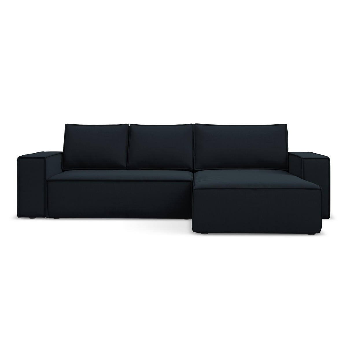 ECKSOFA mit Schlaffunktion Samt Stoff Blau - Blau/Schwarz, Kunststoff/Textil (290/185cm) - LaMiaSofa