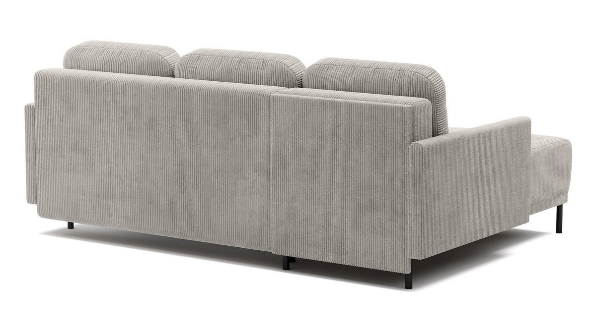 ECKSOFA Hamiel Hellbeige Cordbezug - Ecru/Schwarz, Holz/Textil (212/142cm) - Selsey