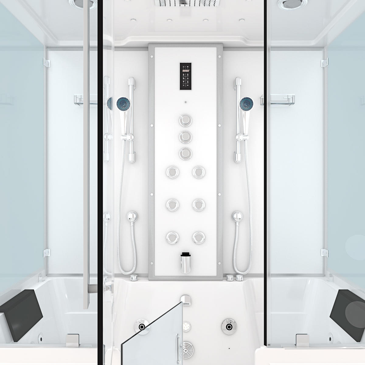 BADEWANNE mit Tür Dusche K88-WS-TH-B-EC-EA - Weiß, Glas/Kunststoff (100/228/180cm) - AcquaVapore by Sandra Jentho