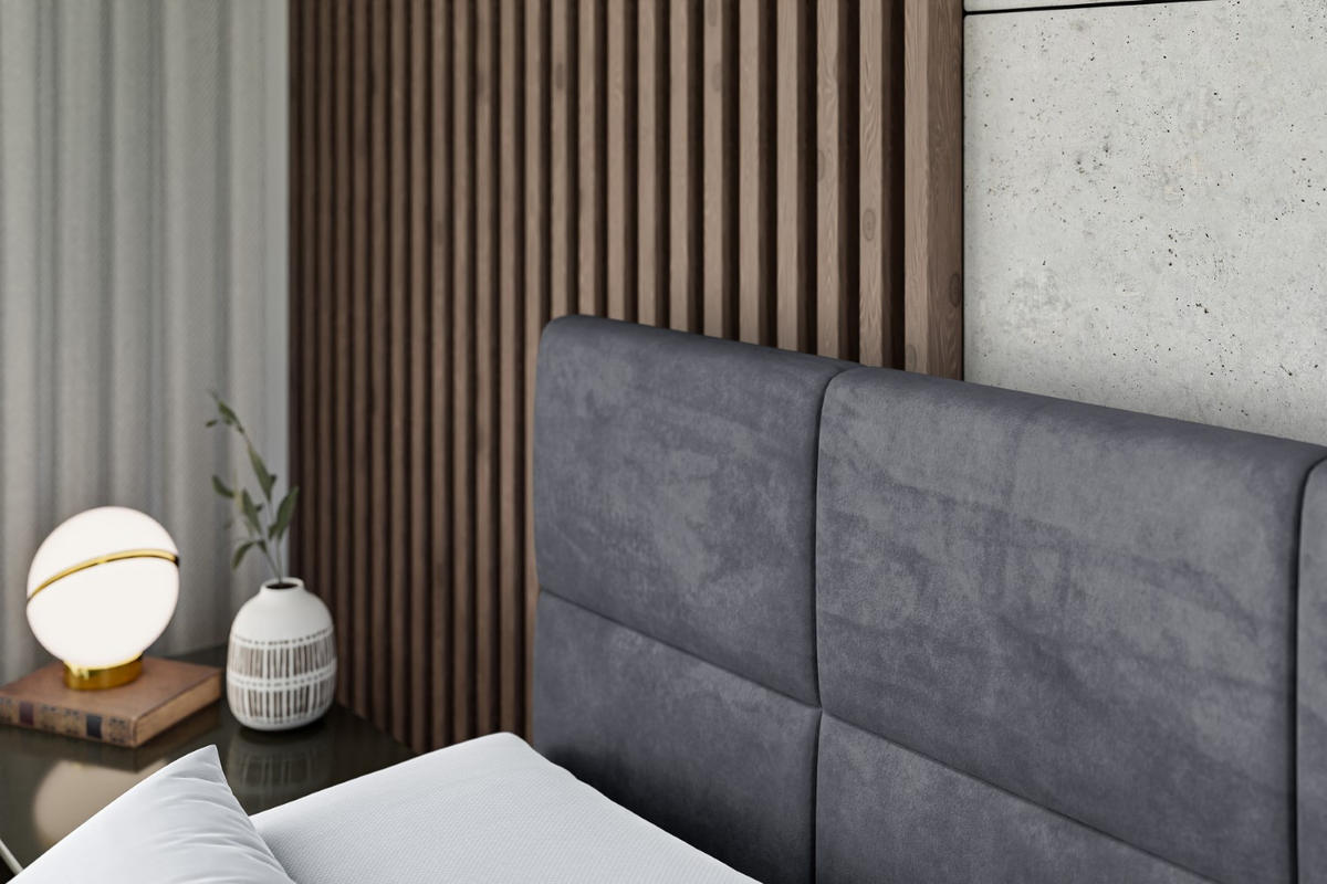BOXBETT mit Matratze H4 und Lattenrost - ARDENI - 140x200 cm - H4 - Dunkelgrau - Dunkelgrau, Holzwerkstoff (140/200cm) - ALTDECOR