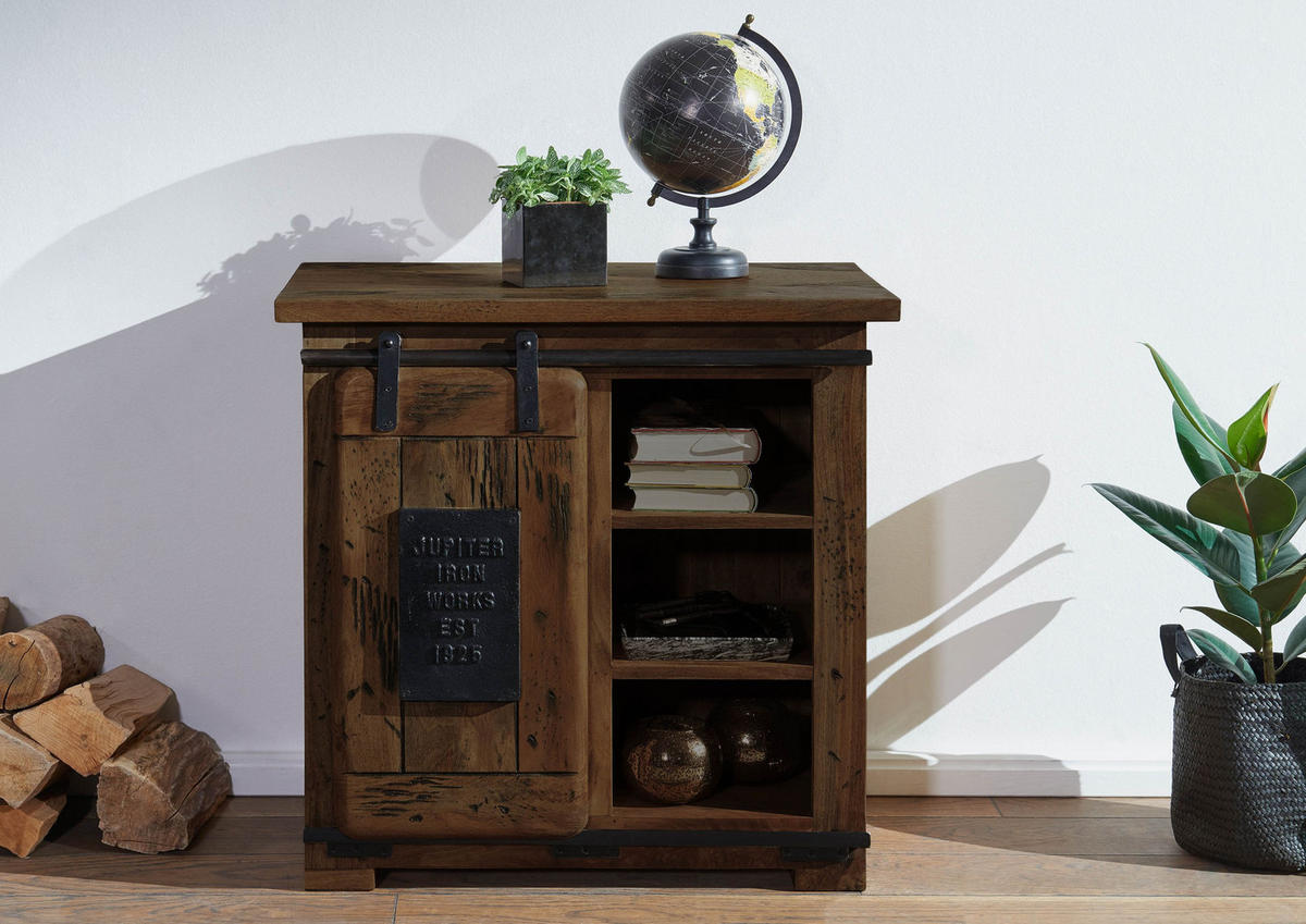 KOMMODE Mango 70x45x70 braun lackiert RAILWAY #424 - Braun, Holz (70/70/45cm) - Massivmoebel24