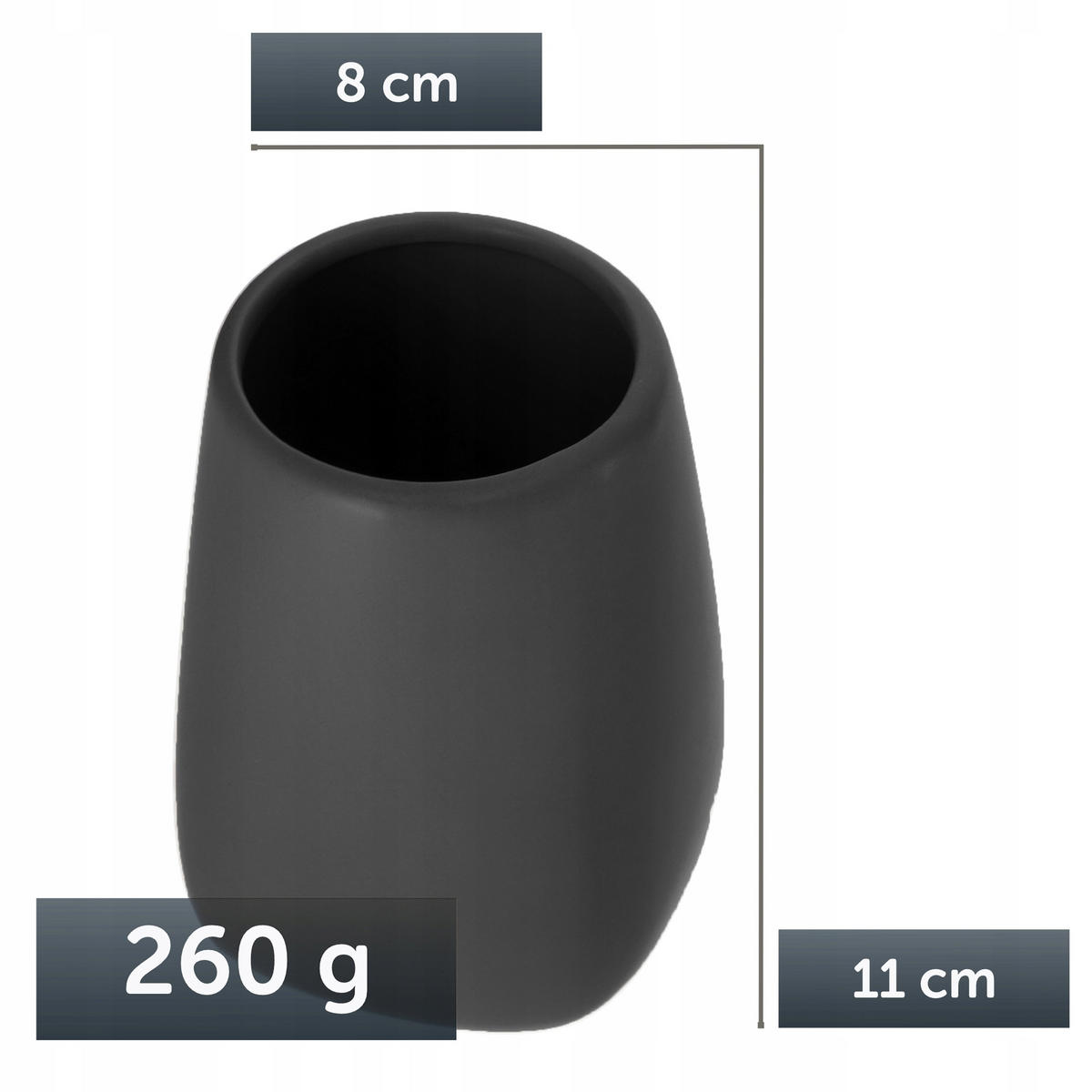 BADEZIMMERTASSE für Zahnpasta und Zahnbürsten, grau - Grau, Keramik (8/11cm) - KADAX