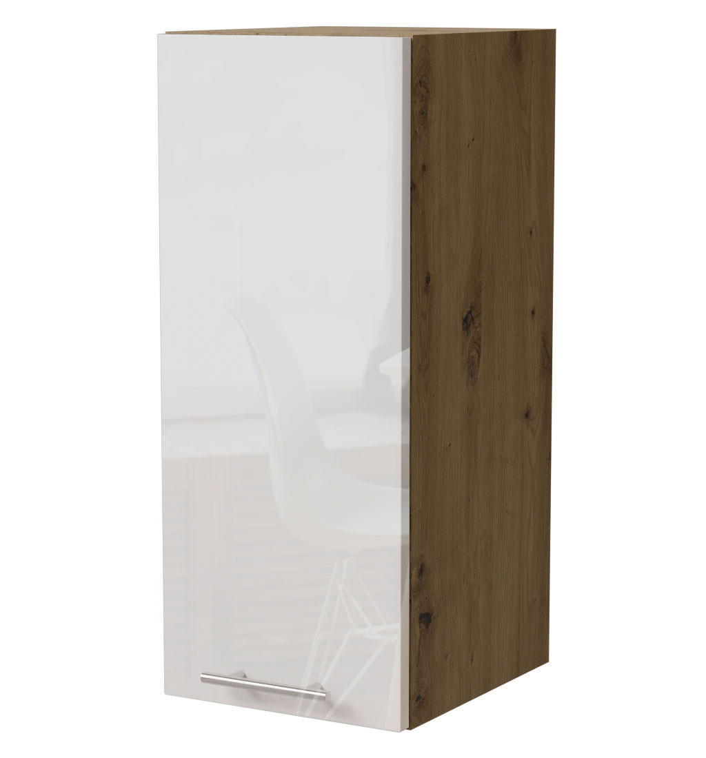 Feldmann-Wohnen Küchenhängeschrank Weiß Hochglanz, Eiche Artisan 20x72x32.5 cm