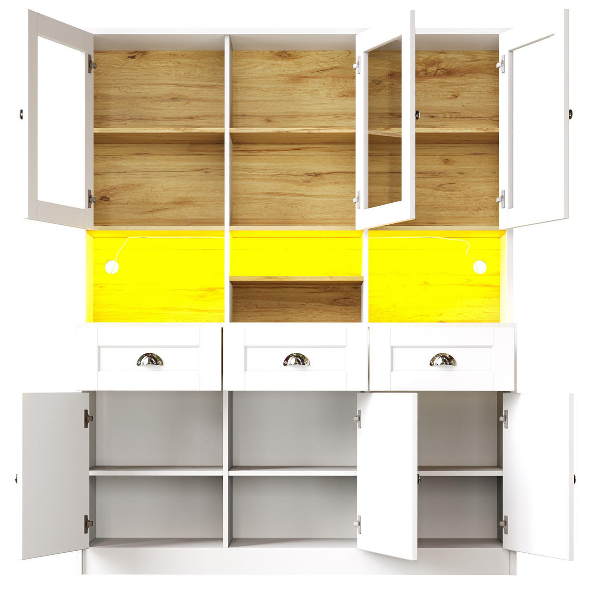 KÜCHENSCHRANK mit LED-Beleuchtung 140x40x175 cm MDF White - Weiß, Holzwerkstoff (40/175/140cm) - Meubliv