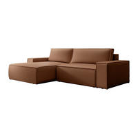ECKSOFA mit Schlaffunktion - Ecke links - Stoff - Leder-Optik - Braun - AMELIA - Braun, Textil (267/167cm) - Vente-Unique