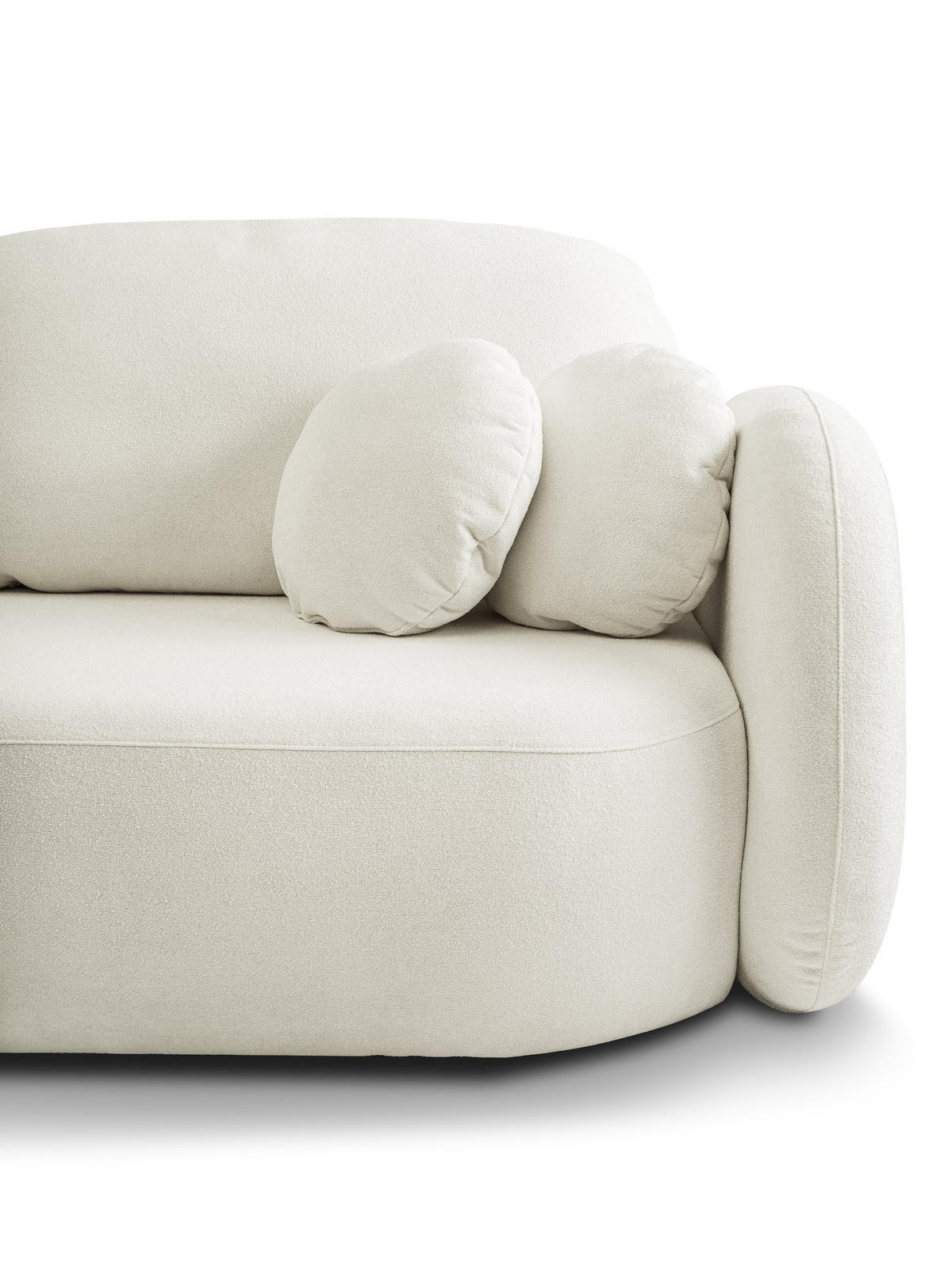 BETTSOFA AMICO Creme Bucle-Stoff mit Schlaffunktion - Creme, Holz (238/86.5/101cm) - MASSENO