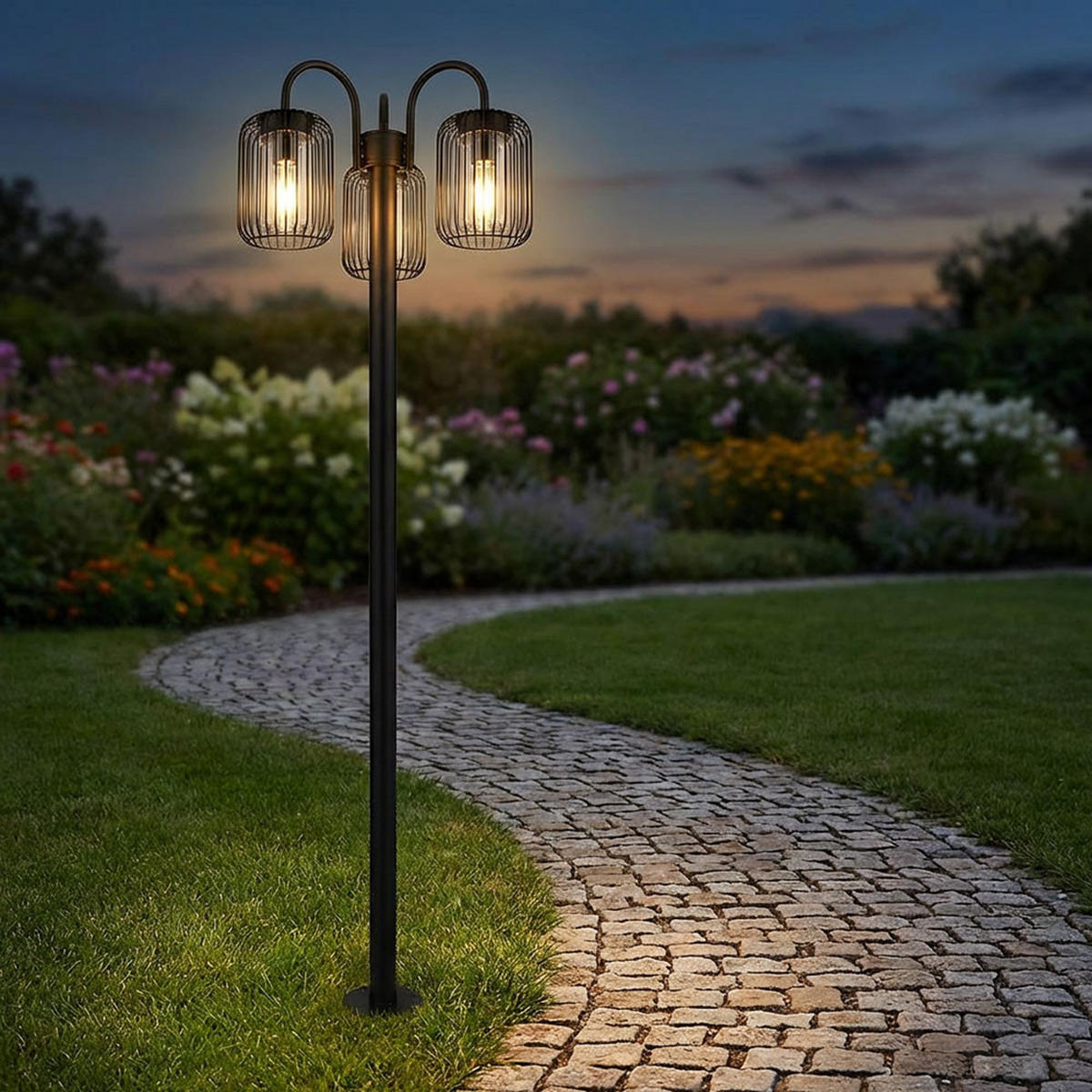 STEHLEUCHTE ADELHEID Edelstahl Schwarz - Schwarz, Metall (48.5/48.5/180cm) - Globo Lighting