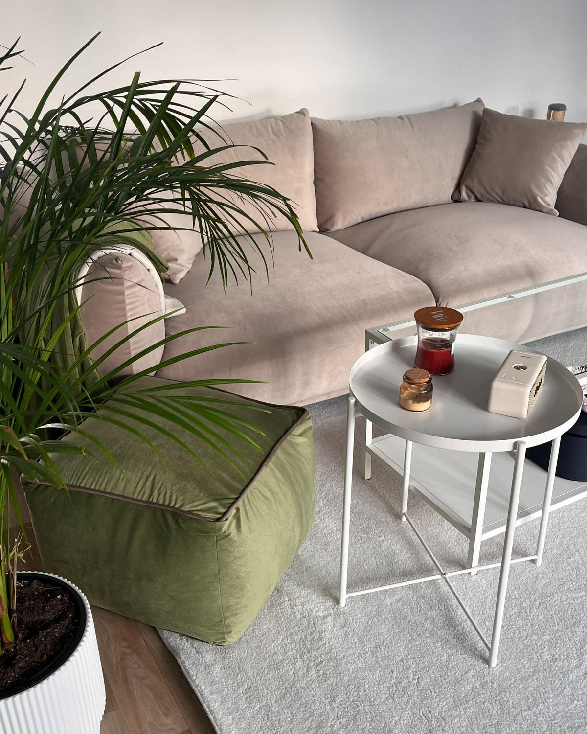 POHOVKA 3-místná Sametová látka Taupe Luvos - šedohnědá, textil (220/75/104cm) - Beliani