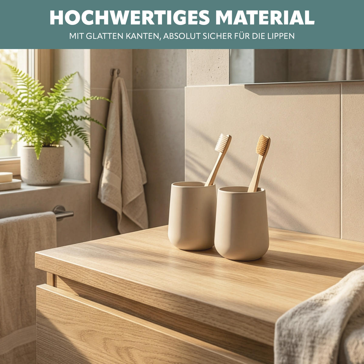 BECHER-SET TESERO 2tlg., Soft-Touch, beige - Beige, Kunststoff (8.5/10.5/8.5cm) - eluno