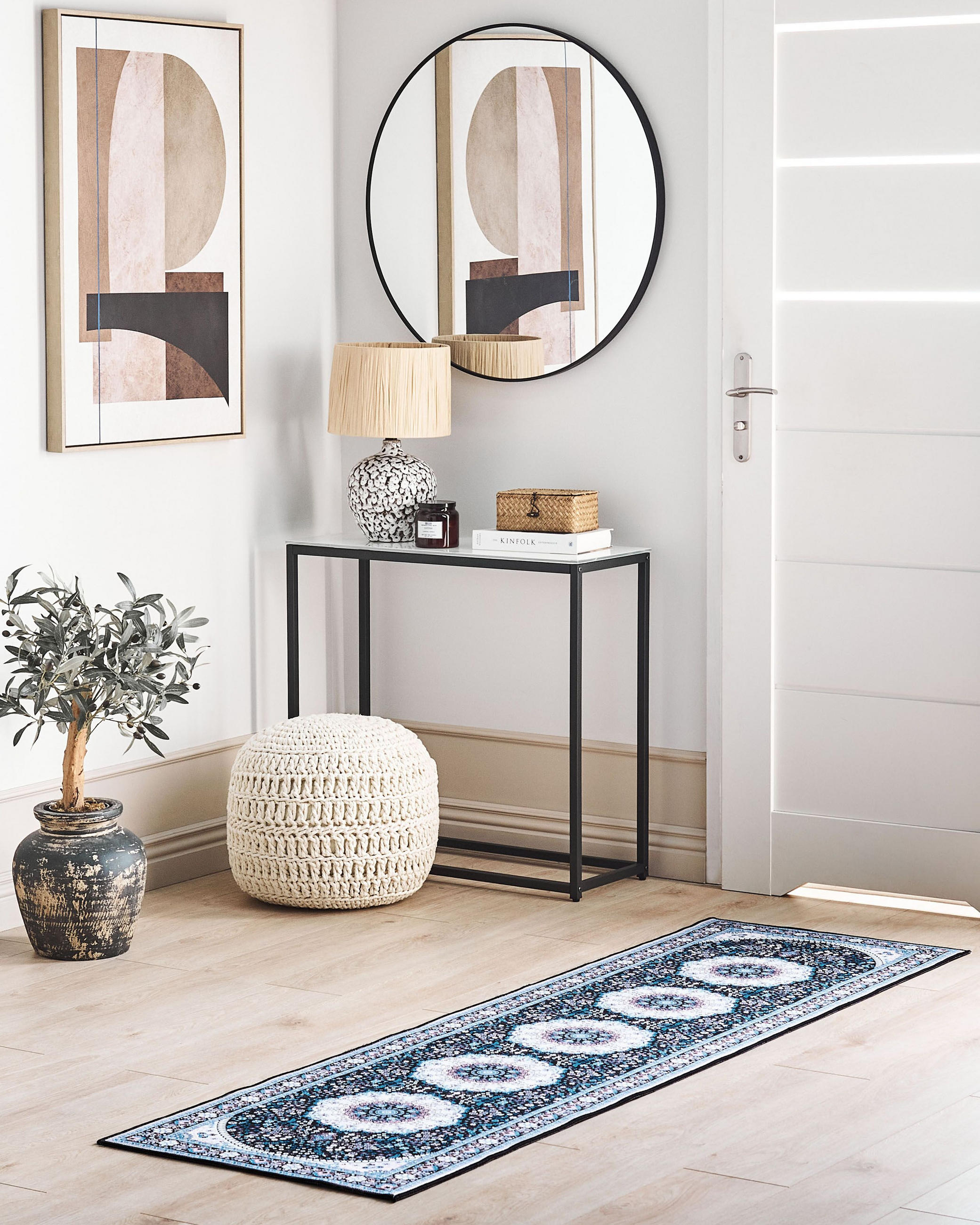 KURZFLOR-TEPPICH Blau 60/200 cm Gediz - Blau/Schwarz, Textil (60/200cm) - Beliani