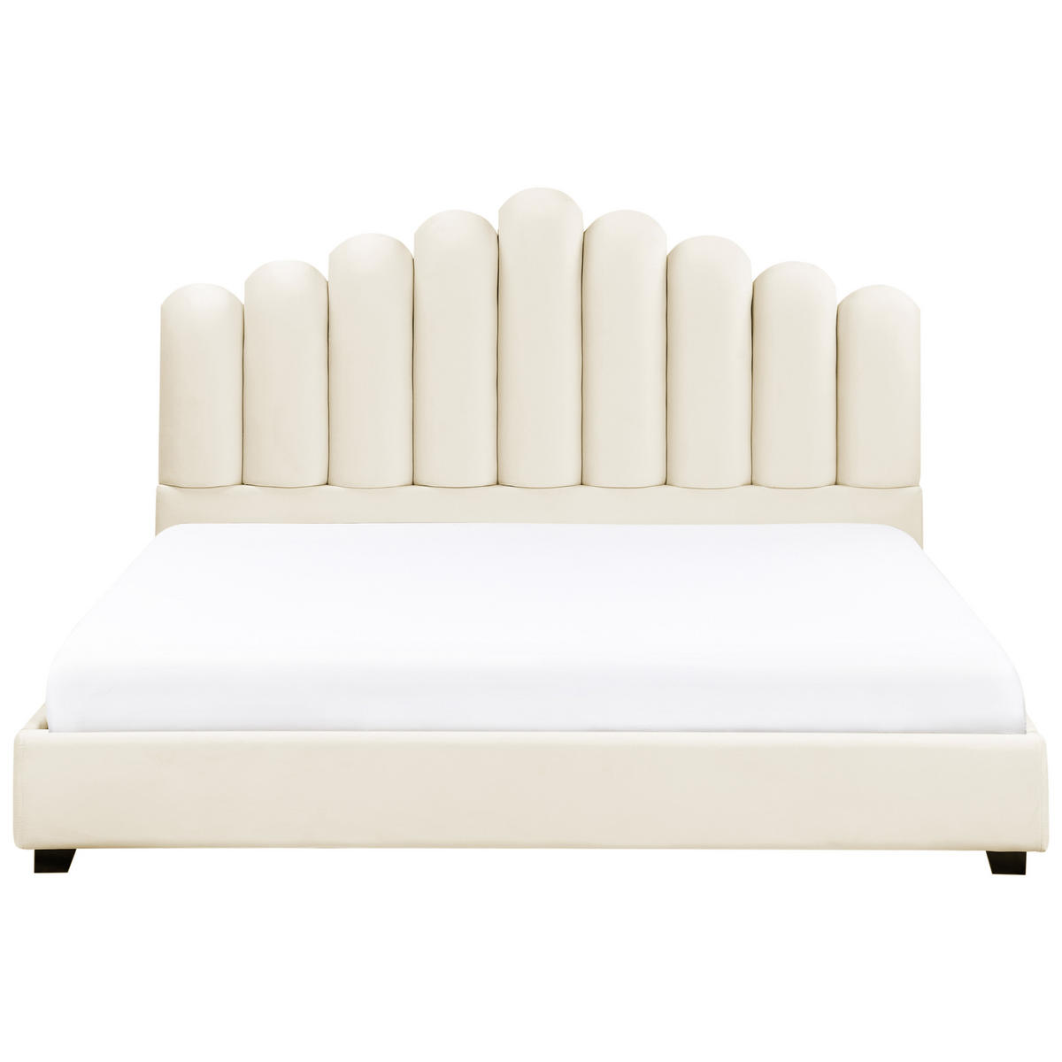 BETT mit Lattenrost 180/200 cm Cremeweiß Vincennes - Schwarz/Weiß, Textil (180/200cm) - Beliani