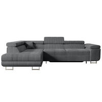 ECKSOFA mit Schlaffunktion und Bettkasten GUSA-L 272x202x107 cm Grau Cord - Dunkelgrau/Silberfarben, Holzwerkstoff/Textil (202/272cm) - ALTDECOR