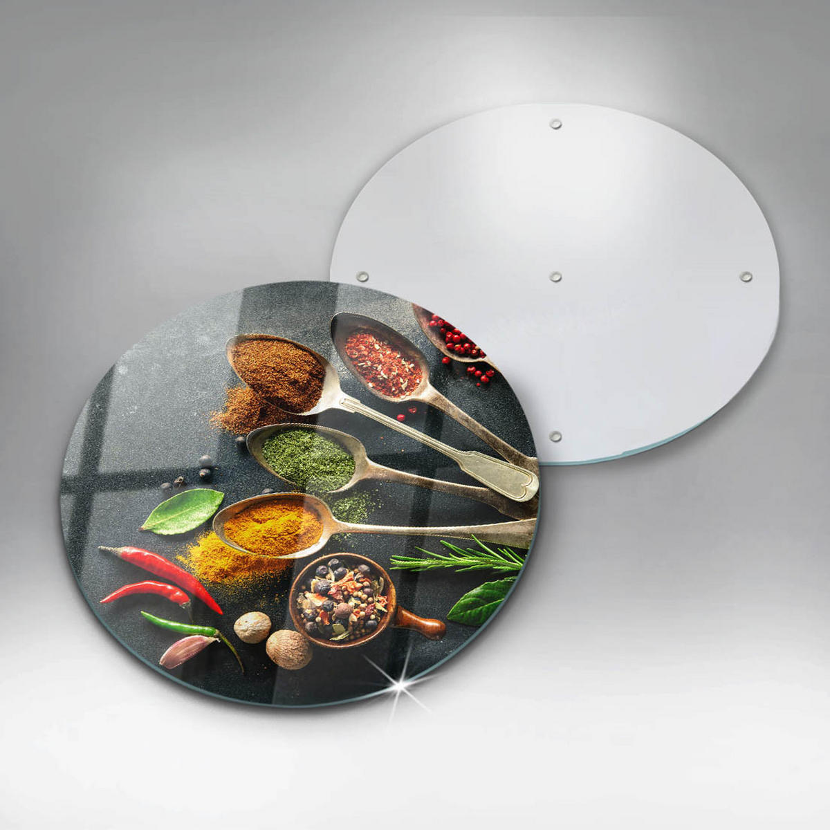 GLASPLATTE Ø 30 cm Küchengewürze Zusammensetzung - Multicolor, Glas (30/30cm) - Wallfluent