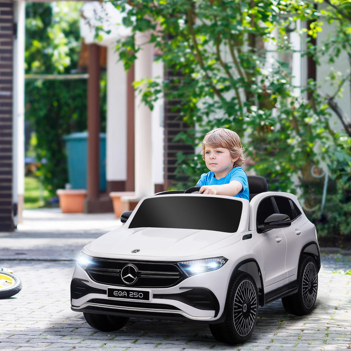 KINDER Elektrofahrzeuge Elektroauto mit Fernbedienung, Kinderauto mit MP3-Player - Weiß, Metall (111.5/69/52.5cm) - HOMCOM