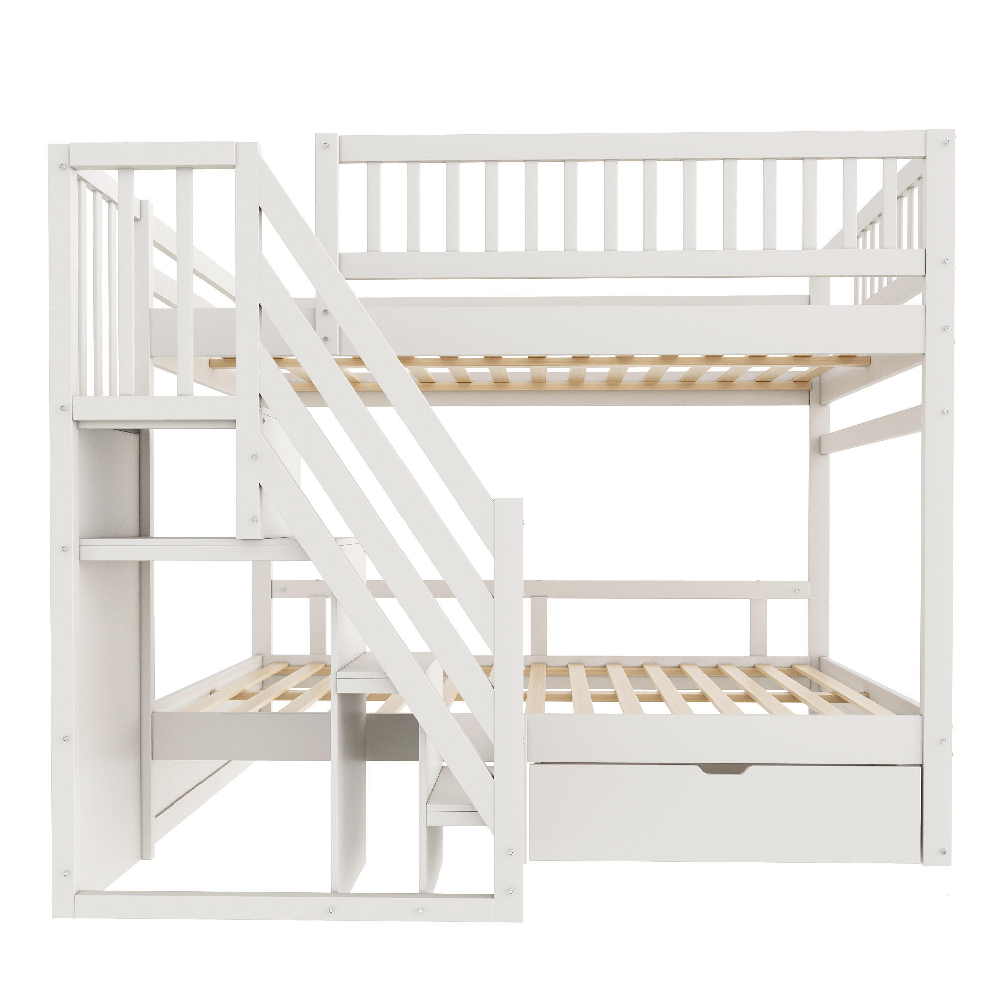 ETAGENBETT Massivholz 140/200 cm Weiß - Weiß, Holz - Raumix