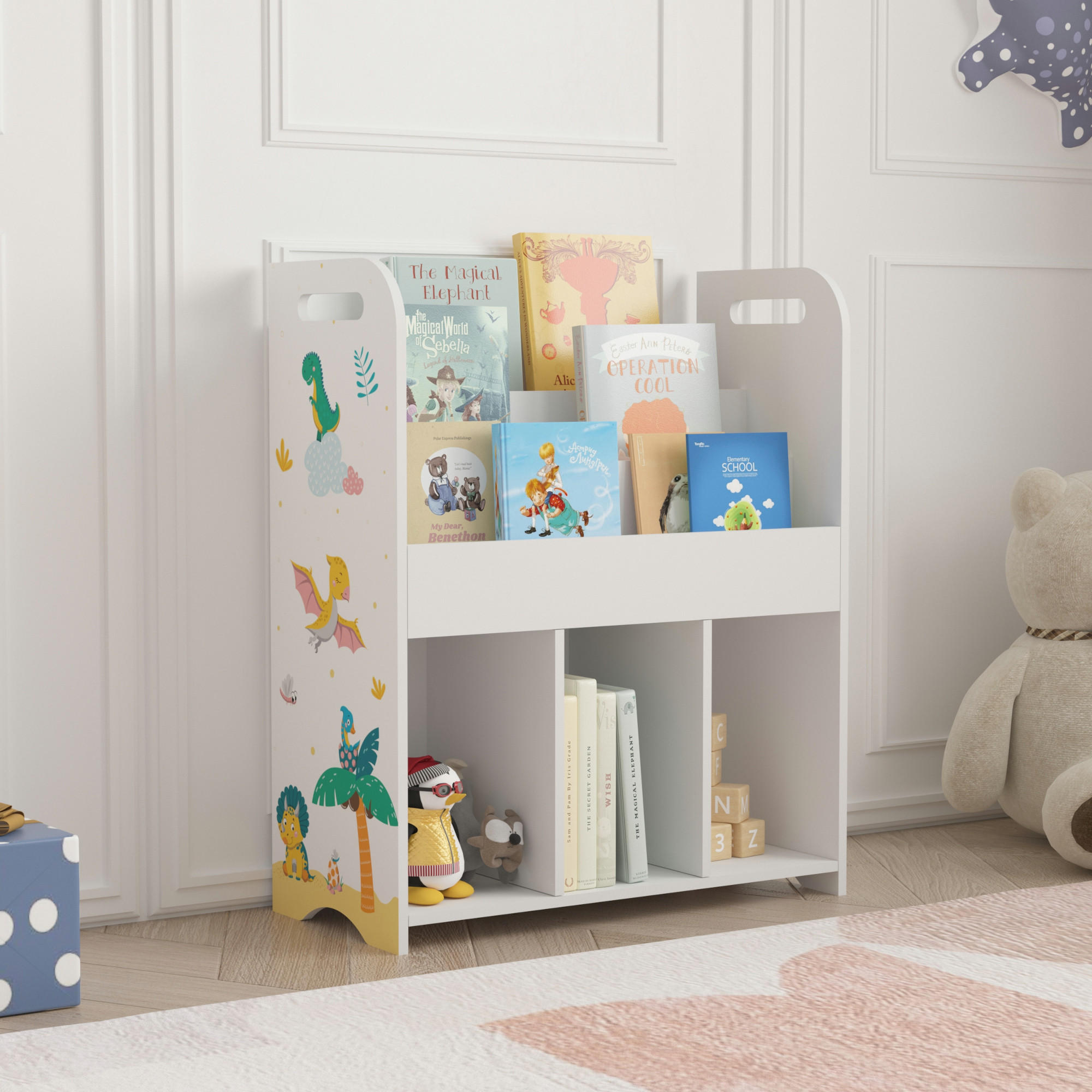 KINDERREGAL Røyrvik - Gelb/Weiß, Holzwerkstoff (62/75/29cm) - [en.casa]