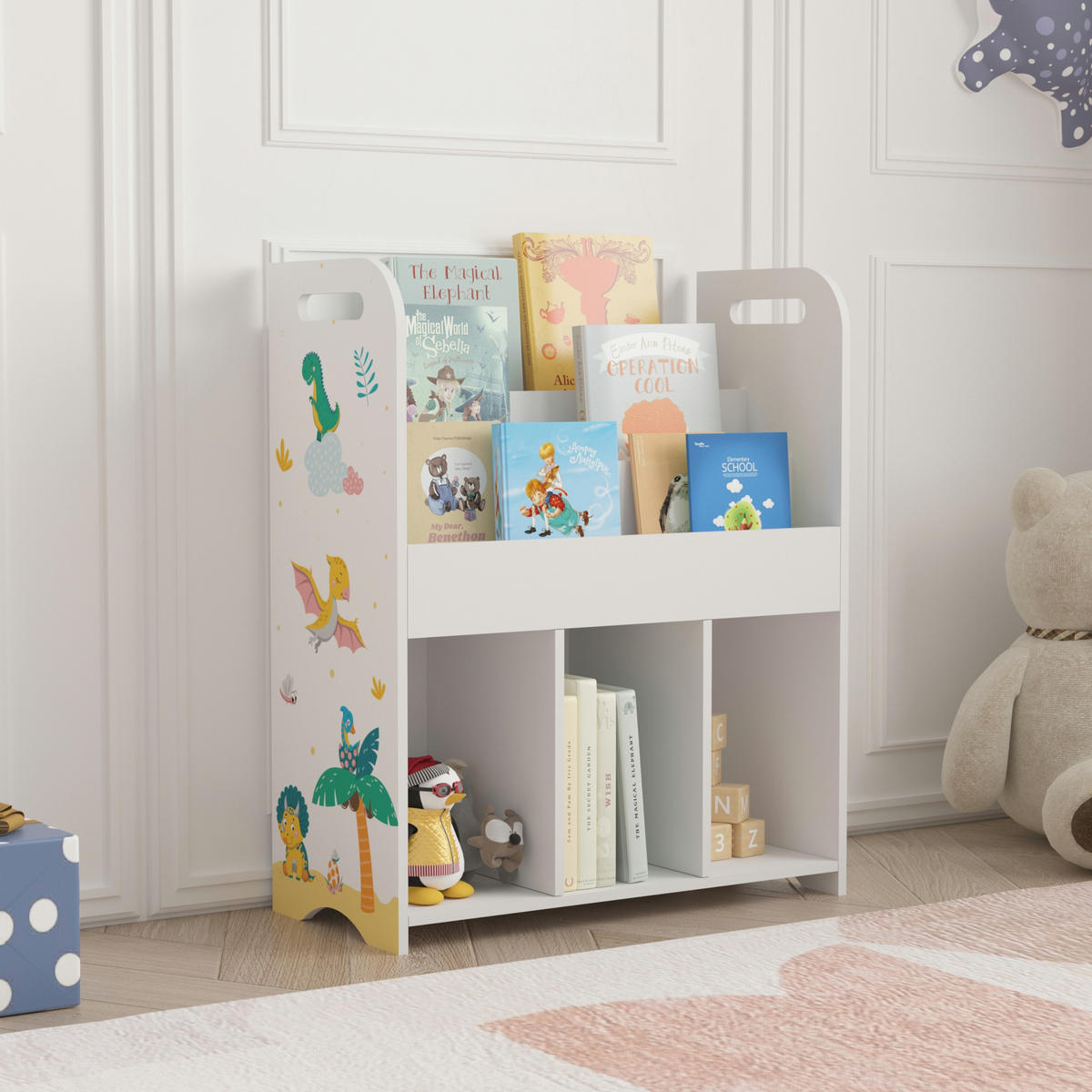 KINDERREGAL Røyrvik - Gelb/Weiß, Holzwerkstoff (62/75/29cm) - [en.casa]