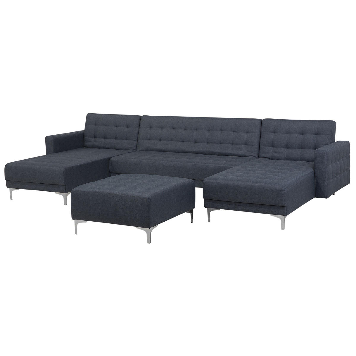SCHLAFSOFA U-förmig mit Ottomane Polsterbezug Dunkelgrau Aberdeen - Dunkelgrau, Textil (348/83/168cm) - Beliani