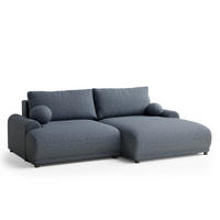 ECKSOFA MIT SCHLAFFUNKTION Tallin Blau Grau Webstoff - Blaugrau/Schwarz, Holz/Holzwerkstoff (240/145cm) - Maison de Reve