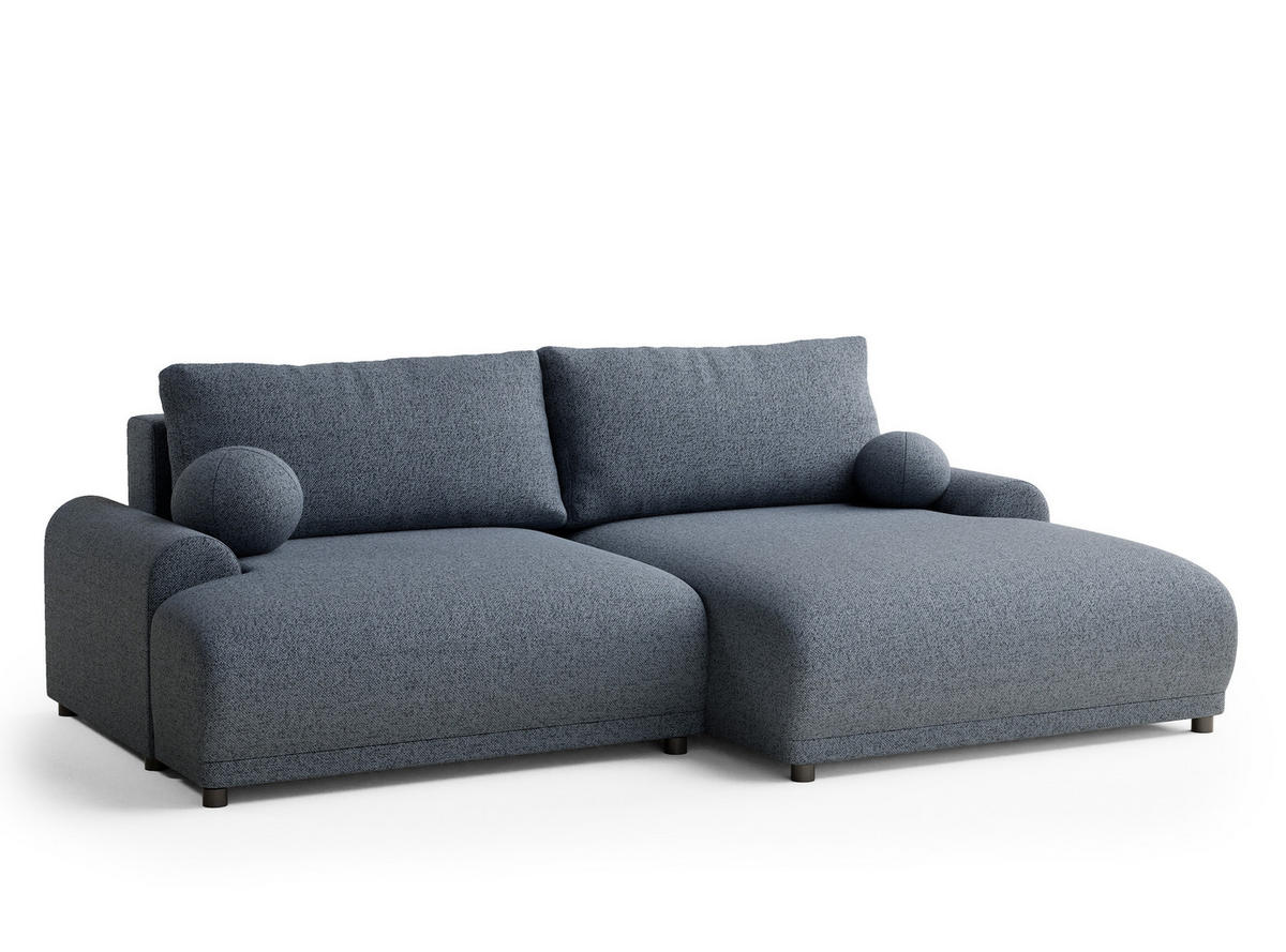 ECKSOFA MIT SCHLAFFUNKTION Tallin Blau Grau Webstoff - Blaugrau/Schwarz, Holz/Holzwerkstoff (240/145cm) - Maison de Reve