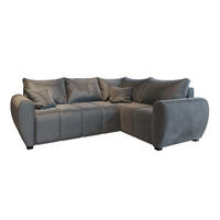ECKSOFA MADISON L R-S Grau Plüsch-Stoff mit Schlaffunktion - Grau, Holz (235/175cm) - MASSENO