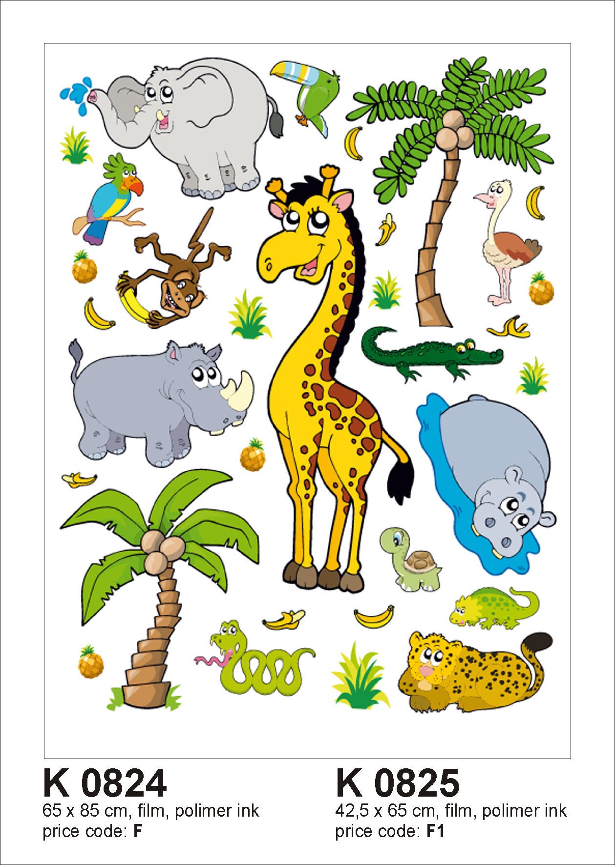 WANDTATTOO Dschungeltiere 85 x 65 cm - Multicolor, Papier (85/65/65cm) - Sanders & Sanders