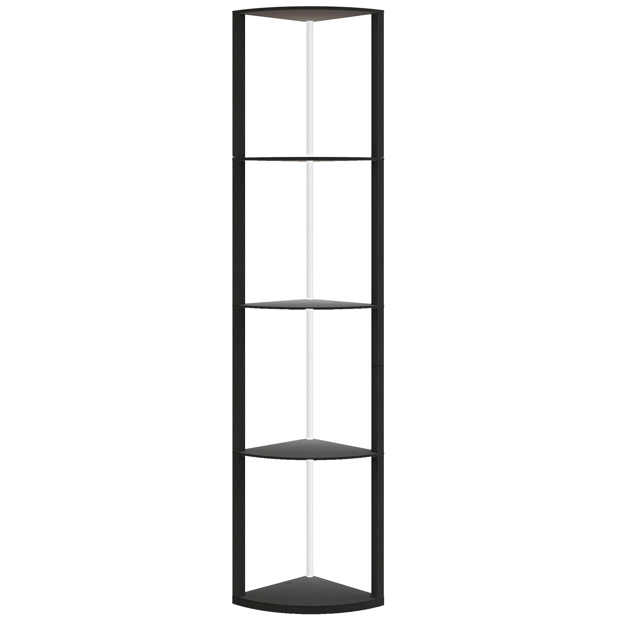 LED Stehlampe 5-stufige dimmbar Stehleuchte mit Regal, RGB Farbwechsel - Schwarz, Holzwerkstoff (42/29.5/163cm) - HOMCOM