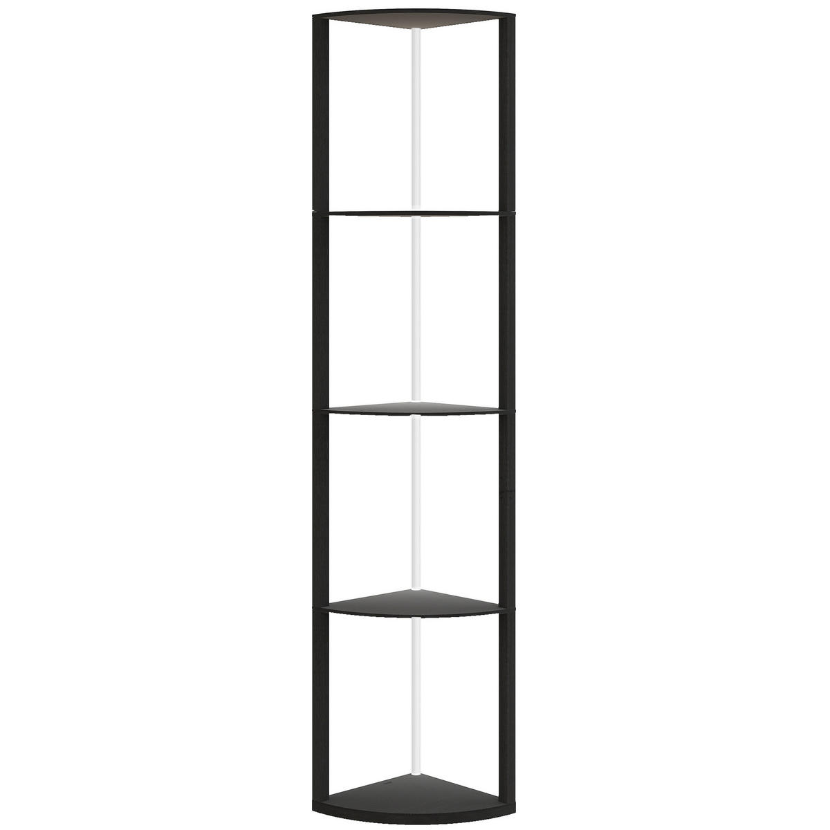 LED Stehlampe 5-stufige dimmbar Stehleuchte mit Regal, RGB Farbwechsel - Schwarz, Holzwerkstoff (42/29.5/163cm) - HOMCOM