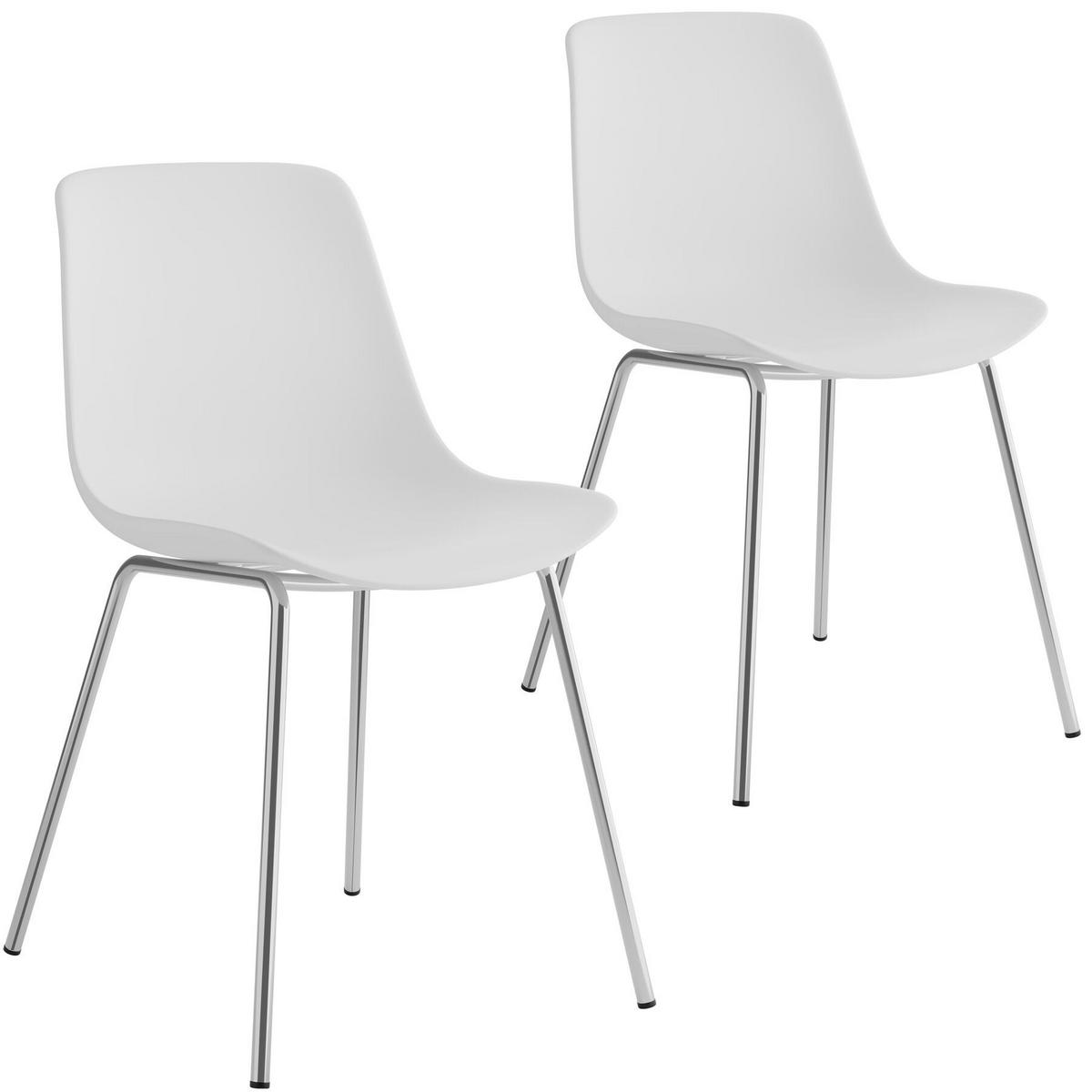 KUNSTSTOFFSTUHL 2er Set Mave 46 x 55 x 80 5 cm weiß/chrom - Weiß, Textil (46/80.5/55cm) - tectake