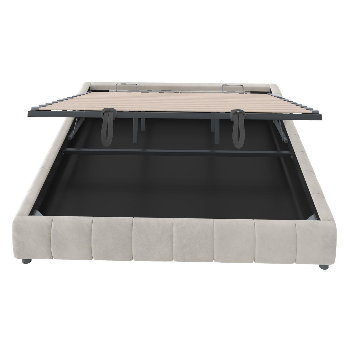 POLSTERBETT mit Stauraum 180x200 cm Beige - Beige, Metall (180/200cm) - Meubliv