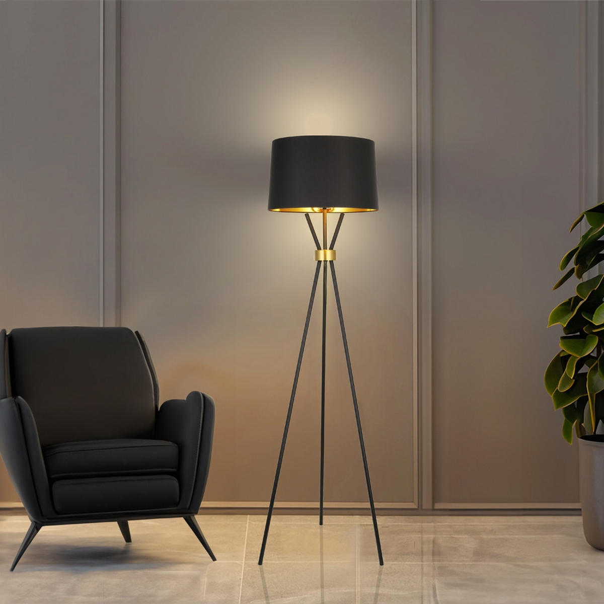 STEHLAMPE LUNA - Schwarz, Metall (21.5/21.5/165cm) - Home Deluxe