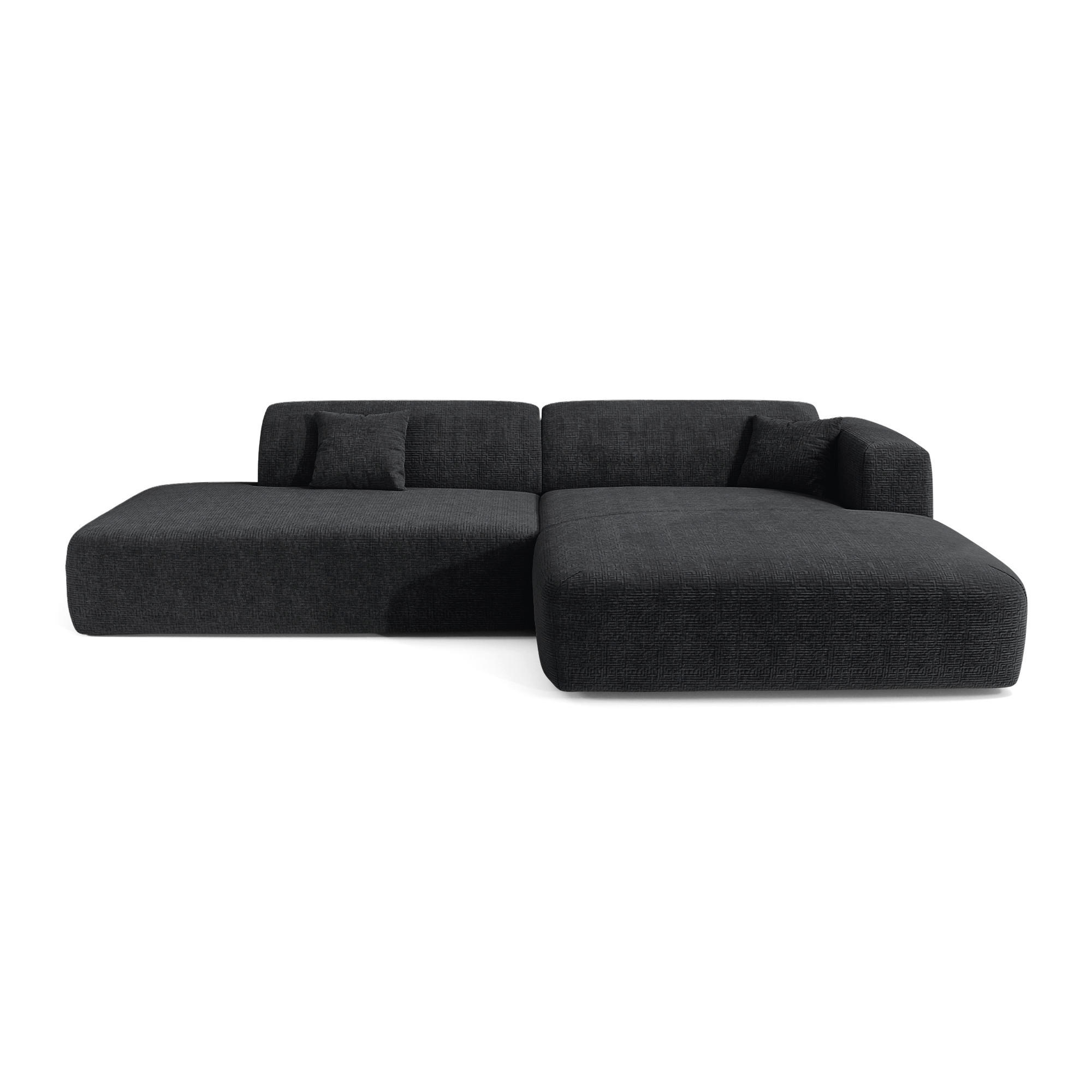 ECKSOFA RECHTS Gemusterter Samt Dunkles Anthrazit 310cm - Anthrazit, Textil (300/96cm) - Sia Home