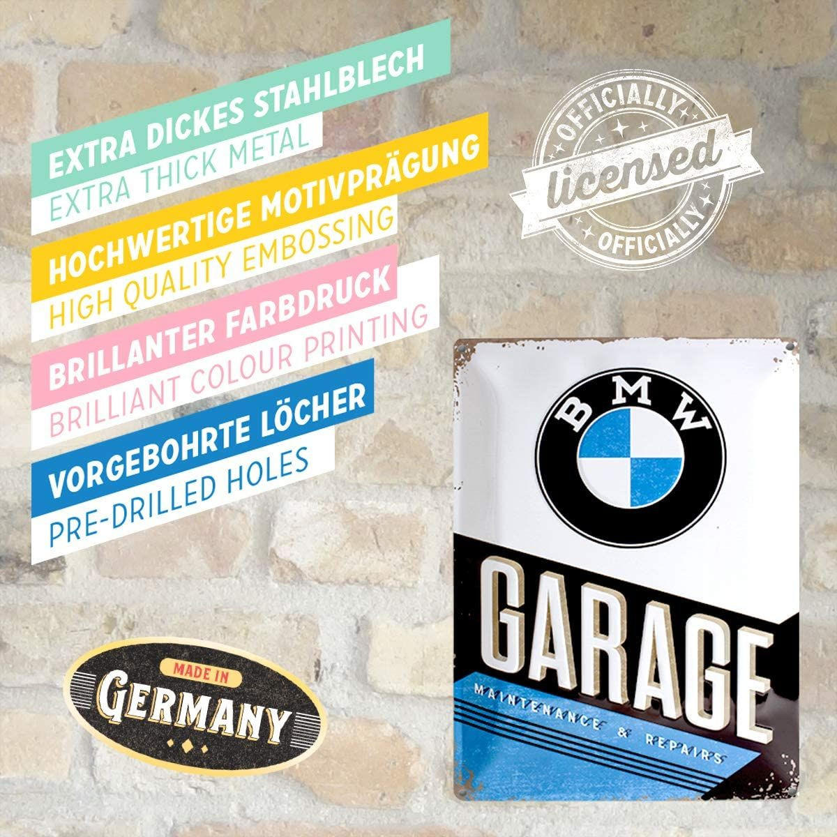 BLECHSCHILD 30/40 cm BMW Garage - Multicolor, Metall (30/40/0.2cm) - Nostalgic-Art