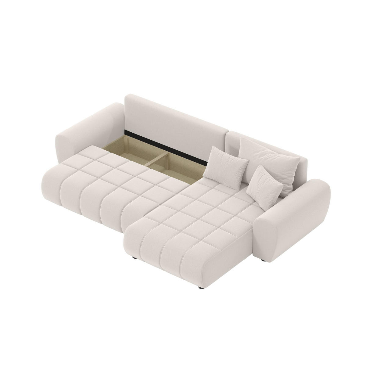 ECKSOFA Eide L mit Schlaffunktion, Cremeweiß - Creme, Textil (290/180cm) - Fedve