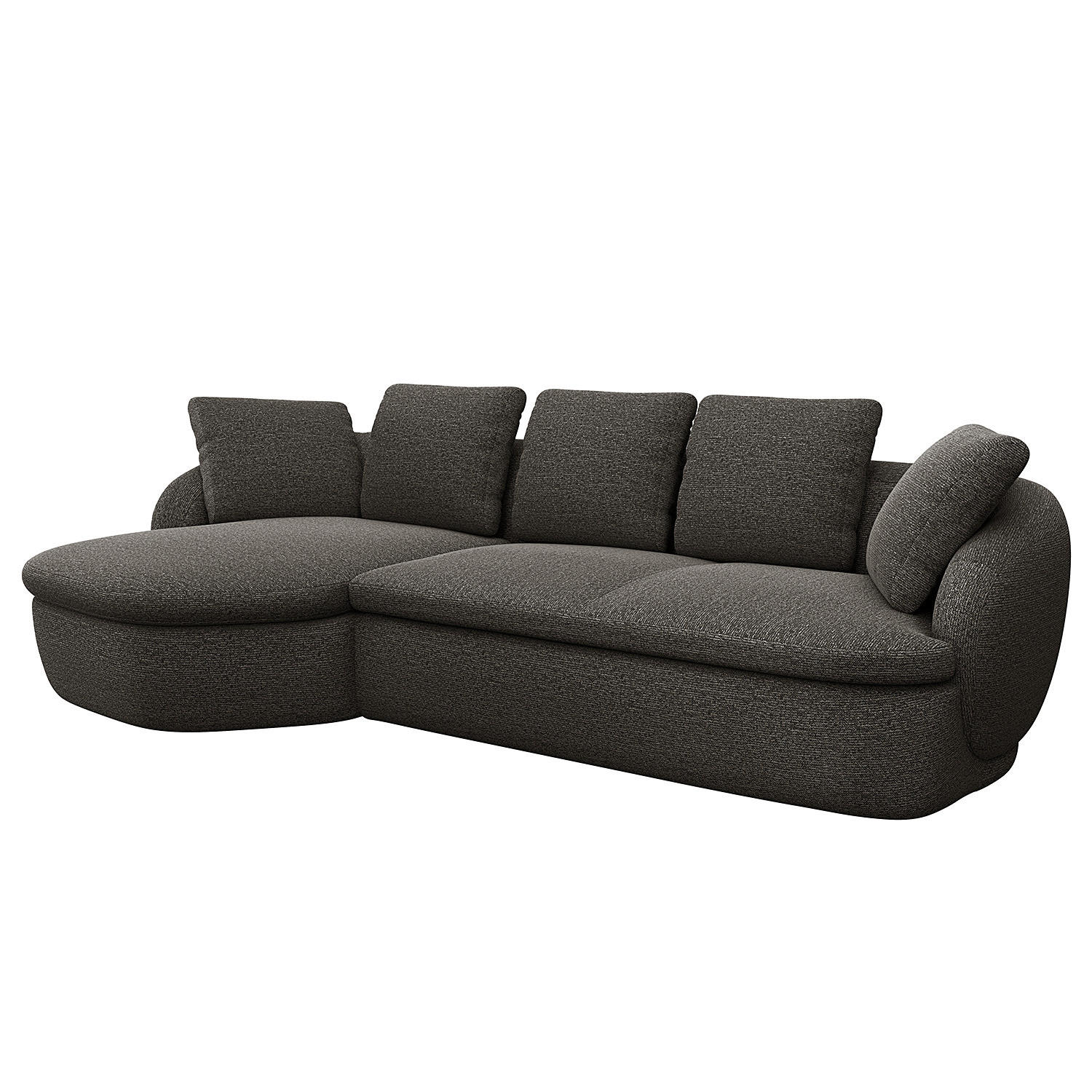 ECKSOFA mit Longchair - Anthrazit/Schwarz, Kunststoff/Textil (276/146cm) - home24
