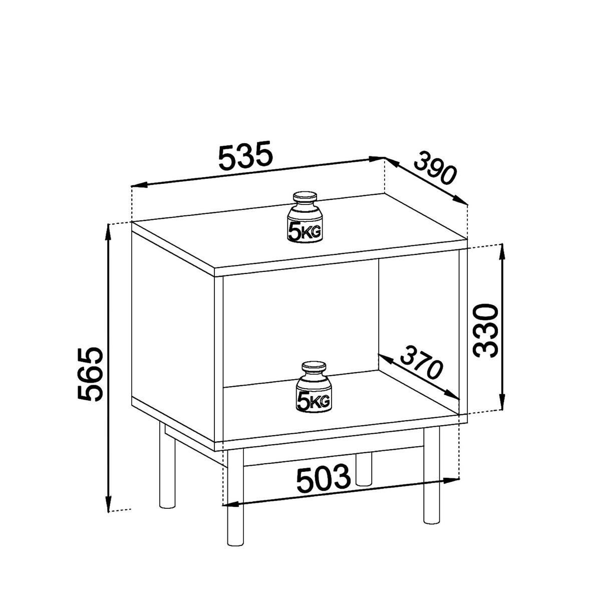 NACHTTISCH DIEPPE STO1-1D Fräste Fronten, Kaschmir - Kaschmir, Holz/Holzwerkstoff (54/56/39cm) - Komodee