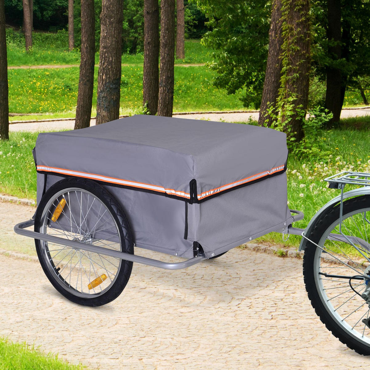 LASTENANHÄNGER, Stahlrohr, Grau, 140L x 88B x 60H cm - Grau, Metall (88/60/140cm) - HOMCOM