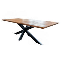 ESSTISCH MIT SCHWEIZER KANTE SELVA Braun Akazie - Schwarz/Braun, Holz/Metall (220/100/78cm) - KAWOLA