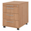 ROLLCONTAINER - 3 Materialschubladen 58/42,8/59 cm in Nussbaumfarben Relinggriff (Kunststoff) - Nussbaumfarben, Holzwerkstoff (42.8/59/58cm) - bümö