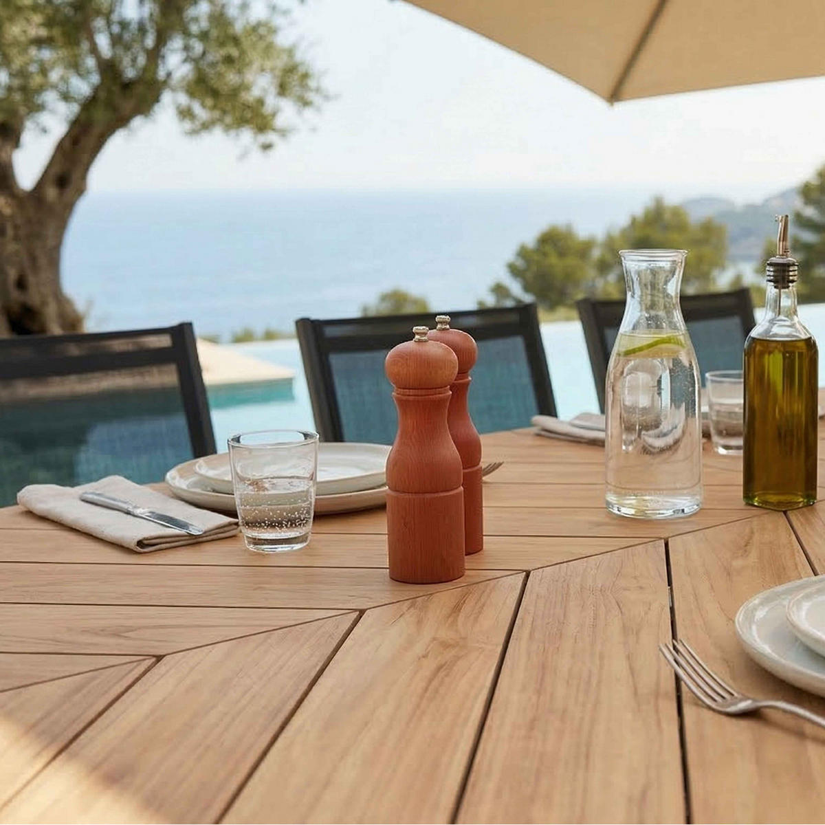 GARTENSET 11-tlg., Braun - Braun, Holz - Oviala