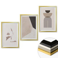 WANDBILDER 3er Set - 40x60 cm Goldrahmen - Abstrakte Gesichtsformen - Goldfarben, Kunststoff (40/60cm) - ArtPrintCave